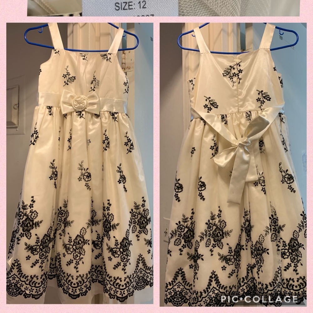 Formal girls dress ivory and black